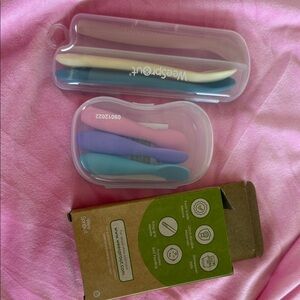 Six— Wee Sprout Silicone Baby Spoons Set - Pastel Pink, Purple, Blue